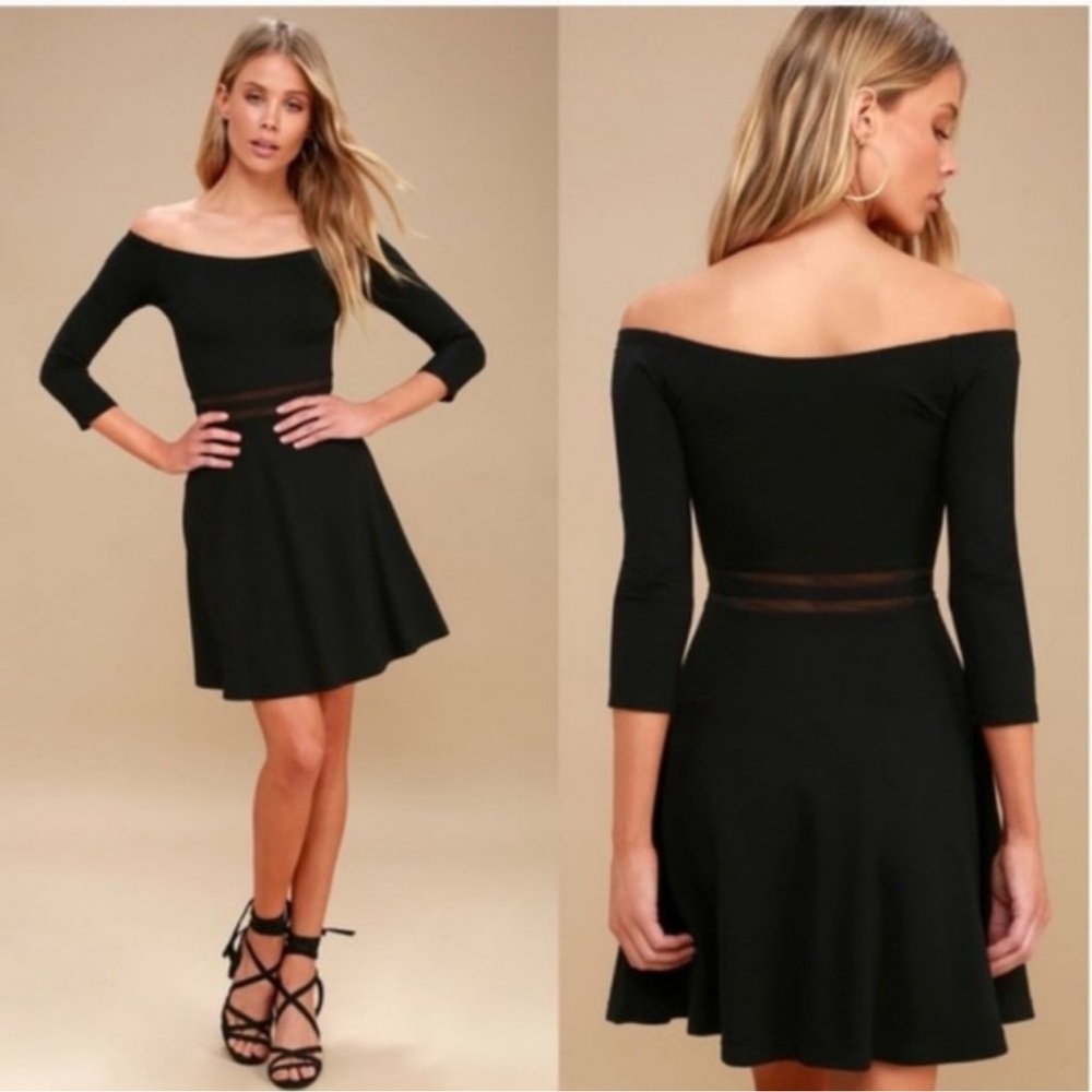 Lulus Women’s Black Yes To The Mesh Skater Dress Size M - Picture 2 of 5